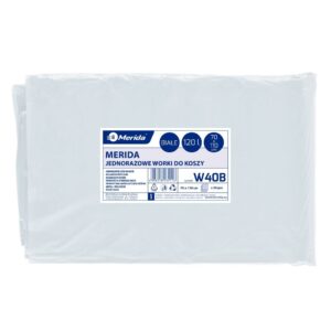 Worki na śmieci MERIDA, 70 x 110 cm, pojemność 120 l, paczka 50 szt., BIAŁE, LDPE
