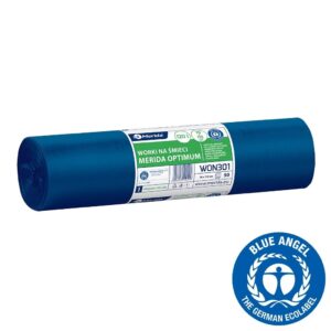 Worki na śmieci 120 l, MERIDA OPTIMUM BLUE ANGEL, niebieskie, 70x110 cm, rolka 50 szt.
