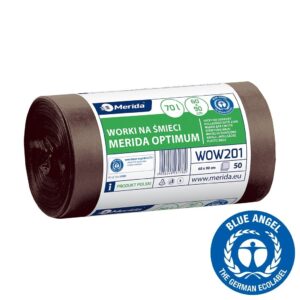 Worki na bioodpady 70 l, MERIDA OPTIMUM BLUE ANGEL, brązowe, 60x90 cm, rolka 50 szt.